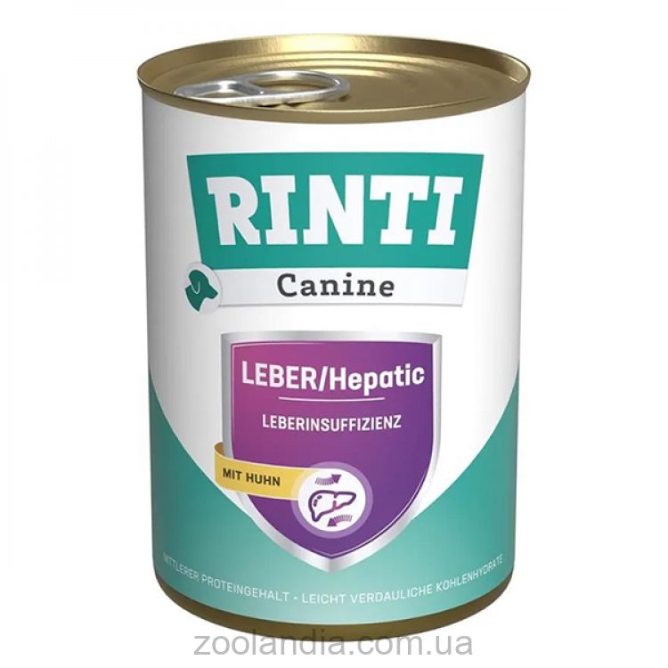 Rinti (Ринти) Canine Veterinary LEBER/Hepatic mit Huhn - Влажный лечебный корм для собак с заболеваниями печени (курица)