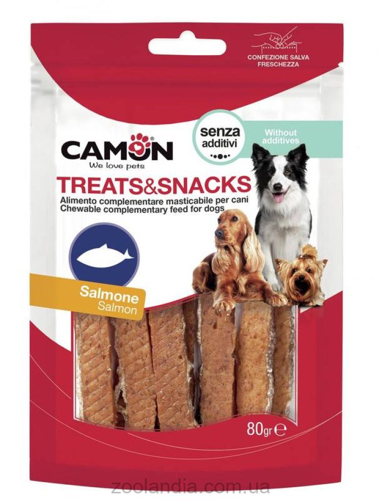 Camon (Камон) Treats & Snacks Salmon Strips  - Батончики лакомство для собак (лосось)