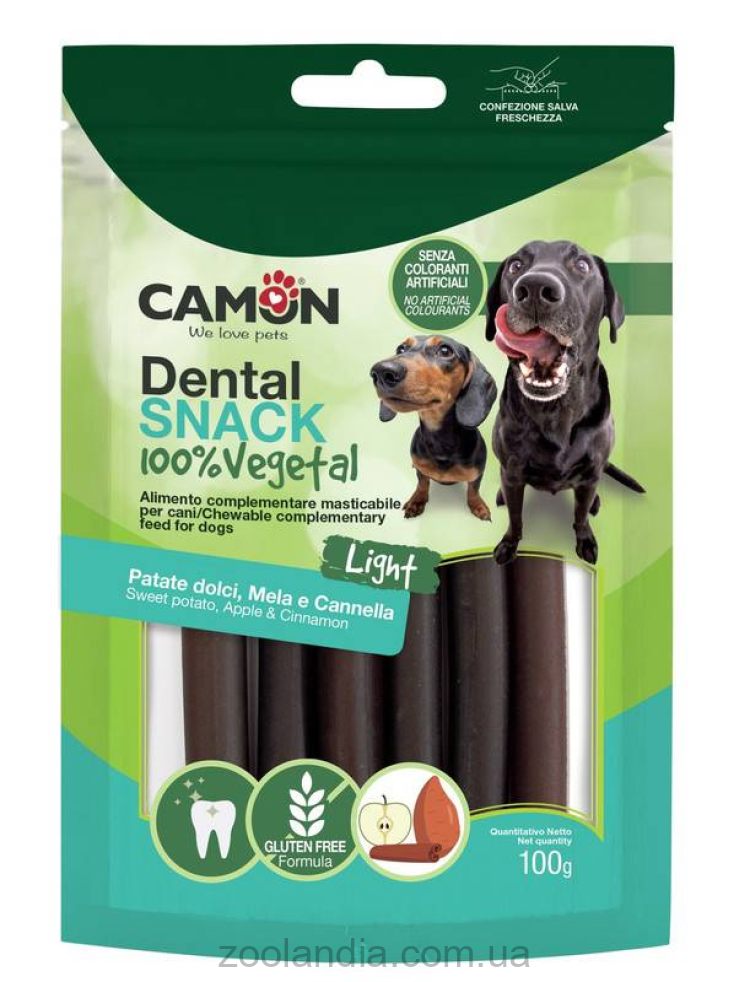 Camon (Камон) Dental Snack - Хрустящие палочки лакомство для собак (батат, яблоко, корица)