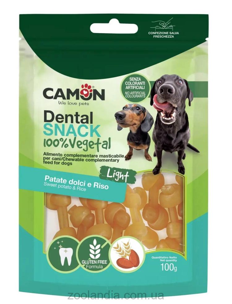 Camon (Камон) Dentl Bauveg - Лакомства для собак косточками  с бататом и рисом, 5 см - 100г