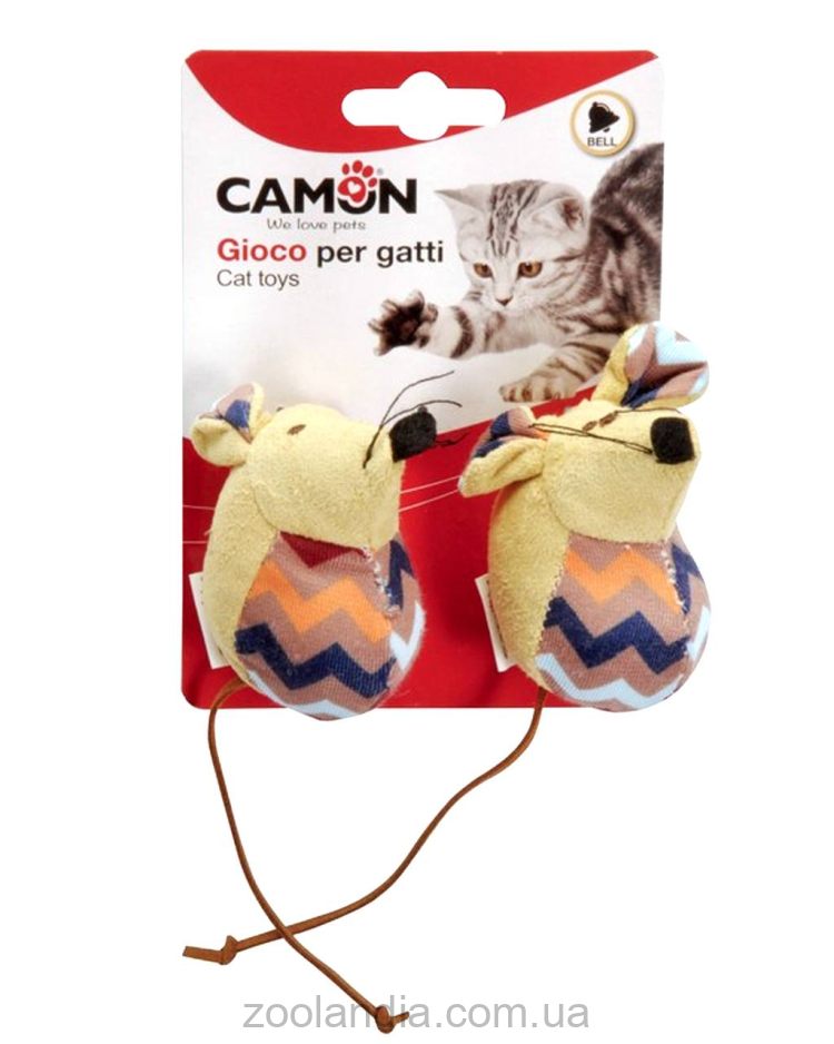 Camon (Камон) Gioco per gatti - игрушка для котов мышки с колокольчиком 2шт