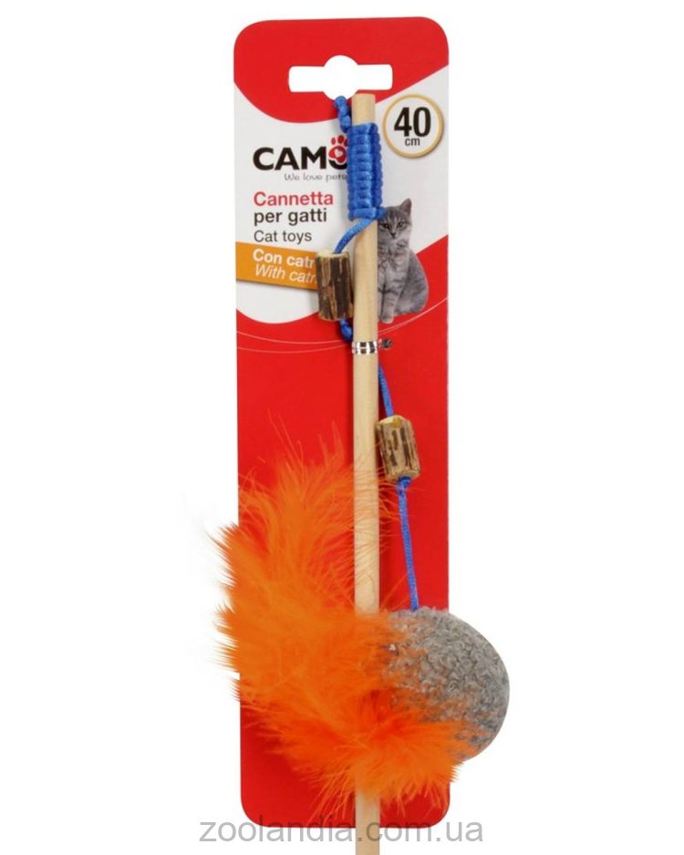 Camon (Камон) Gioco per gatti - игрушка для кошек удочка с мячиком и перьями 40см