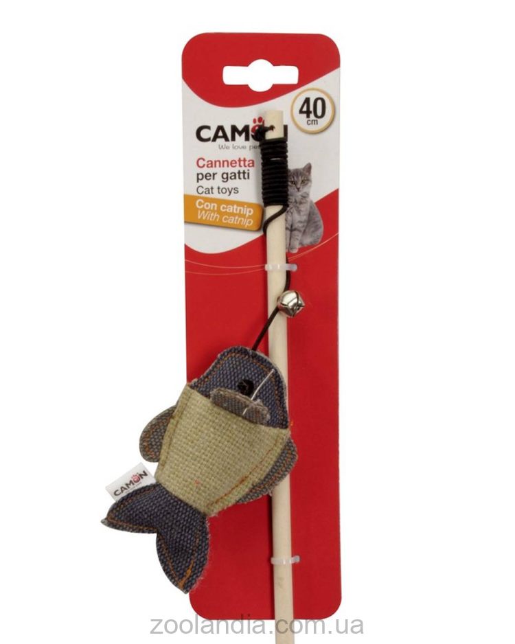 Camon (Камон) Gioco per gatti - игрушка для котов удочка с рыбкой с ароматом кошачьей мяты 40см