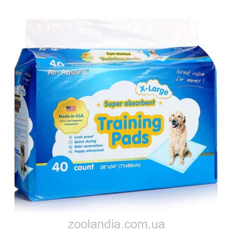 All-Absorb (Ол-Абсорб) XL Training Pads Regular - Пеленки тренировочные для собак и щенков крупных пород (71x86 см)