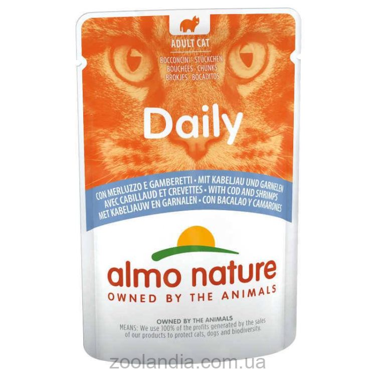 Almo Nature (Альмо Натюр) Daily Cat Cod&Shrimps - Влажный корм для кошек (треска/креветки)
