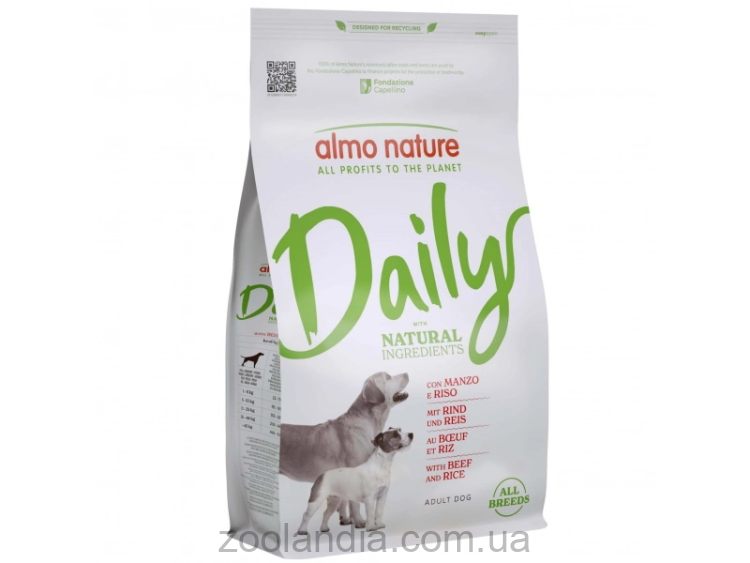Almo Nature (Альмо Натюр) Daily Adult Dog Beef & Rice- Сухой корм для взрослых собак всех пород с говядиной и рисом