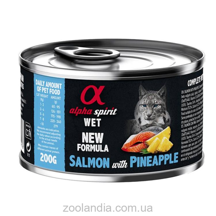 Alpha Spirit (Альфа Спирит) Salmon with Pineapple - Полнорационный влажный корм с лососем и ананасами для кошек
