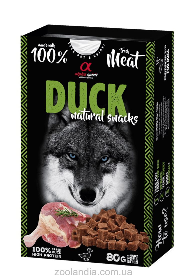Alpha Spirit (Альфа Спирит) Duck Natural Snacks Dog - Полувлажное лакомство с уткой для собак
