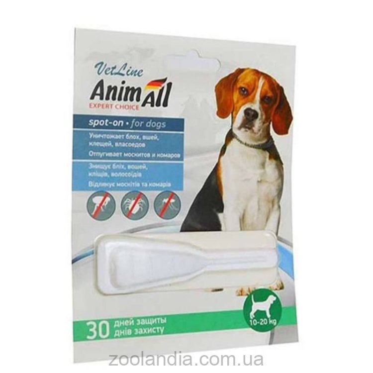 AnimAll VetLine (ЭнимАлл ВетЛайн) Spot-On - Противопаразитарные Капли для собак весом 10-20 кг