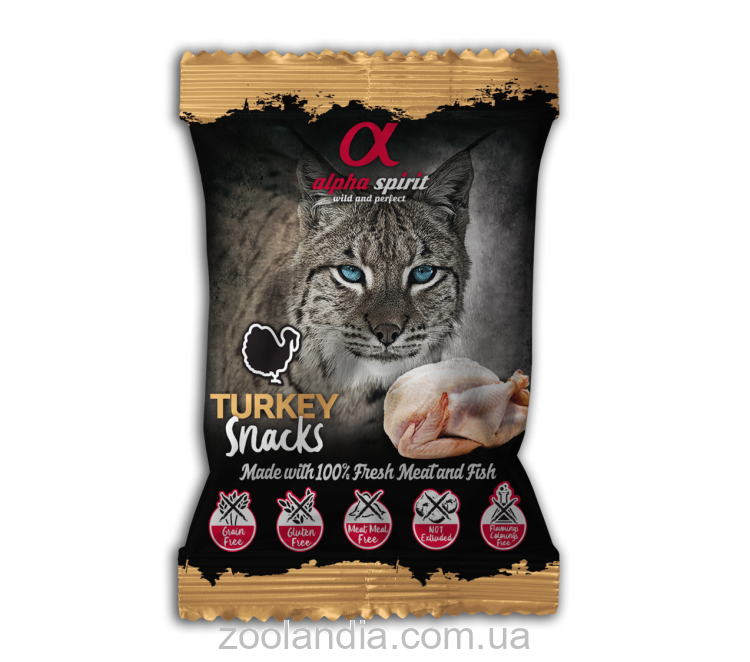 Alpha Spirit (Альфа Спирит) Turkey Snacks for Cats - Полувлажные лакомства из индейки для котов (кубики)
