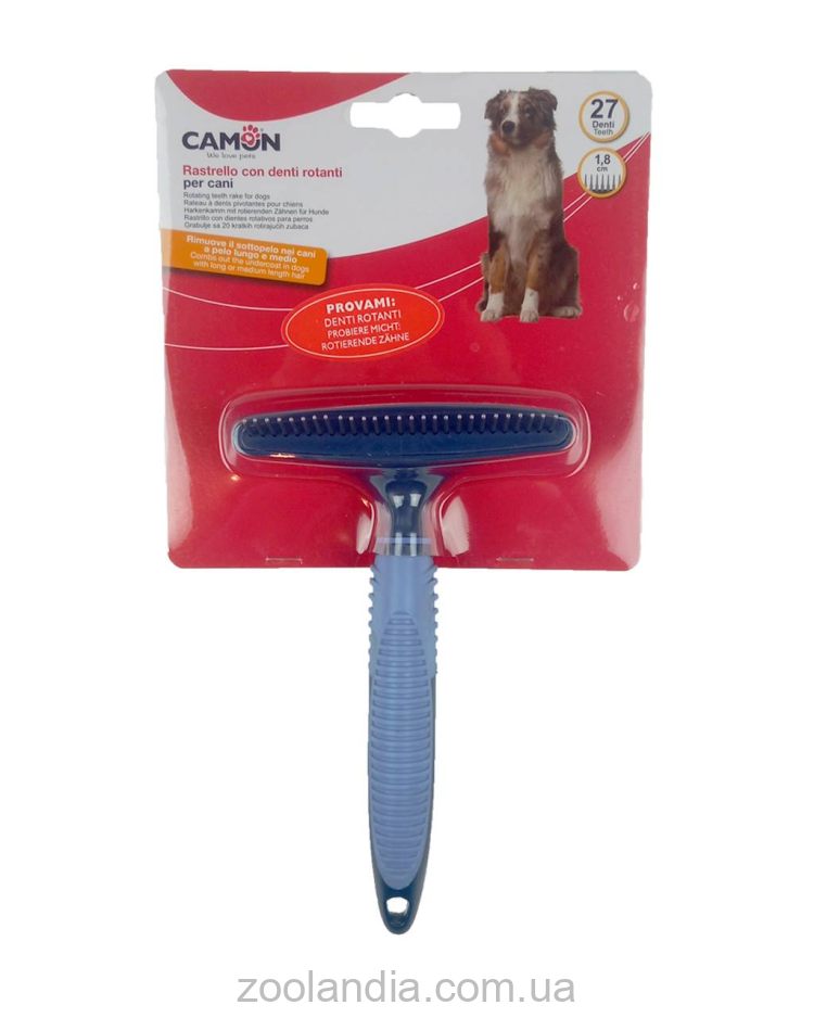 Camon (Камон) Rastrello con denti rotanti - расческа с 27 вращающимися зубцами для вычесывания собак