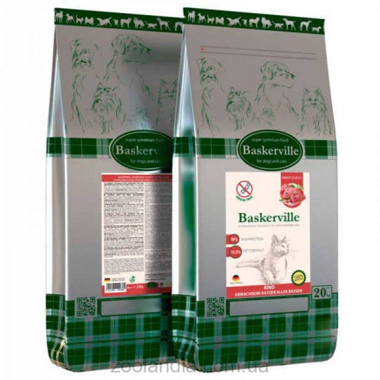 Baskerville (Баскервіль) Grain Free Cat Adult Beef - Сухий беззерновий корм для дорослих котів (яловичина/батат)