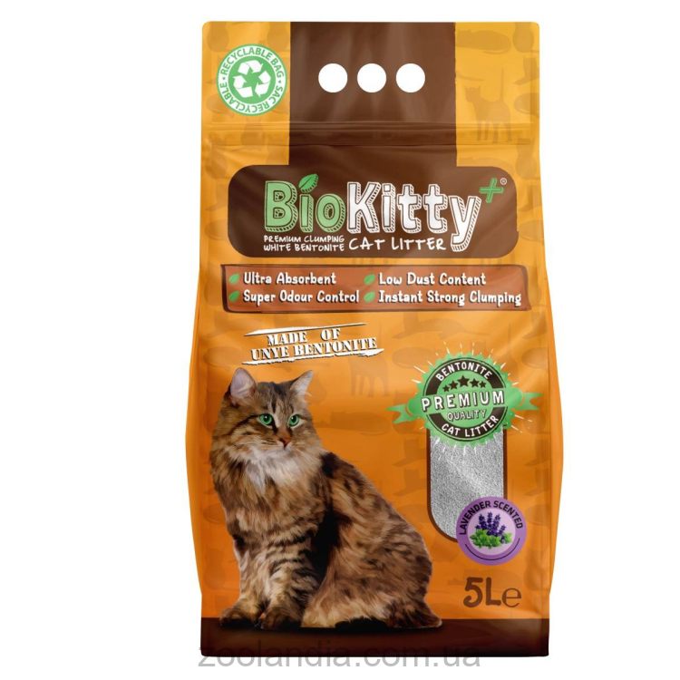 BioKitty бентонитовый наполнитель, с ароматом лаванды