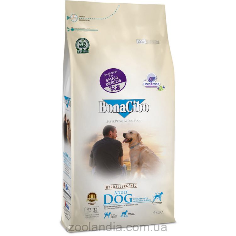 Bonacibo Adult Dog Small Breed (Бонасибо) Сухой корм для взрослых собак малых пород с мясом курицы, анчоусами и рисом