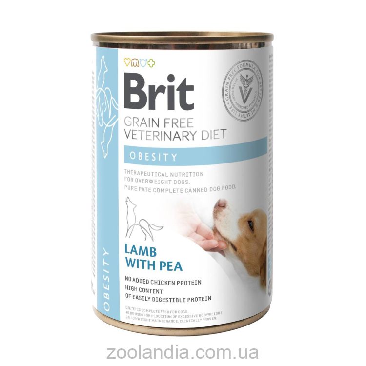 Brit (Брит) VetDiets Dog Obesity - Влажный корм для собак при ожирении и избыточном весе (ягненок/горошек)