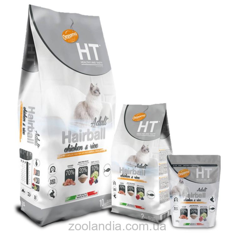 Cennamo HT Cat Adult Hairball Chicken & Rice сухой корм для кошек для выведения шерсти с курицей и рисом