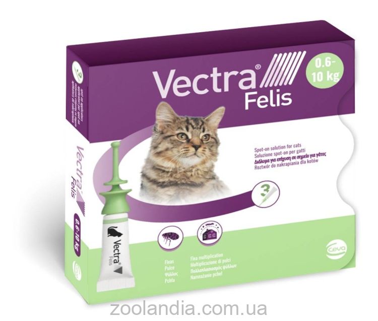 Ceva (Сева) Vectra Felis (Вектра Фелис) Капли от блох и клещей для кошек от 0,6 до 10кг