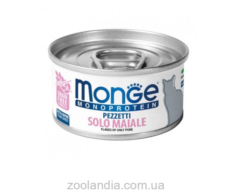 Monge (Монж) Monoprotein Cat Pork - Влажный корм для взрослых котов, мясные хлопья со свининой