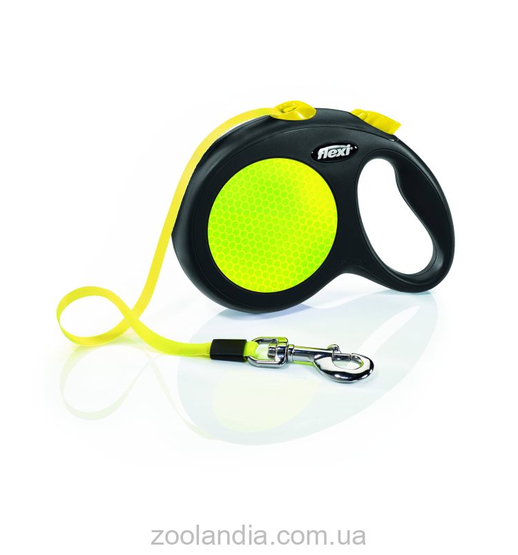 Flexi New  Neon L - Поводок-рулетка светоотражающая для собак до 50кг, лента, 5 м