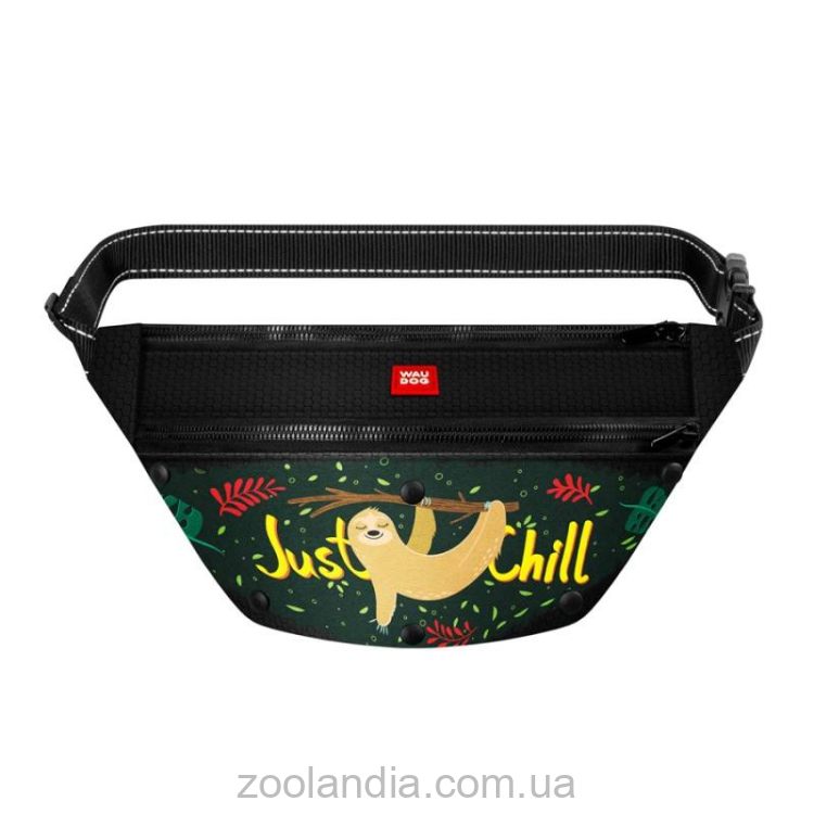 Collar (Коллар) Waudog Family поясная сумка-бананка для корма и аксессуаров, рисунок "Ленивец", размер 33x17x10 см
