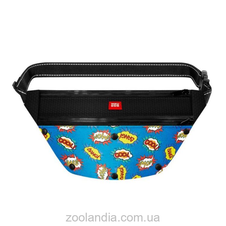 Collar (Коллар) Waudog Family поясная сумка-бананка для корма и аксессуаров, рисунок "WOW", 33x17x10 см