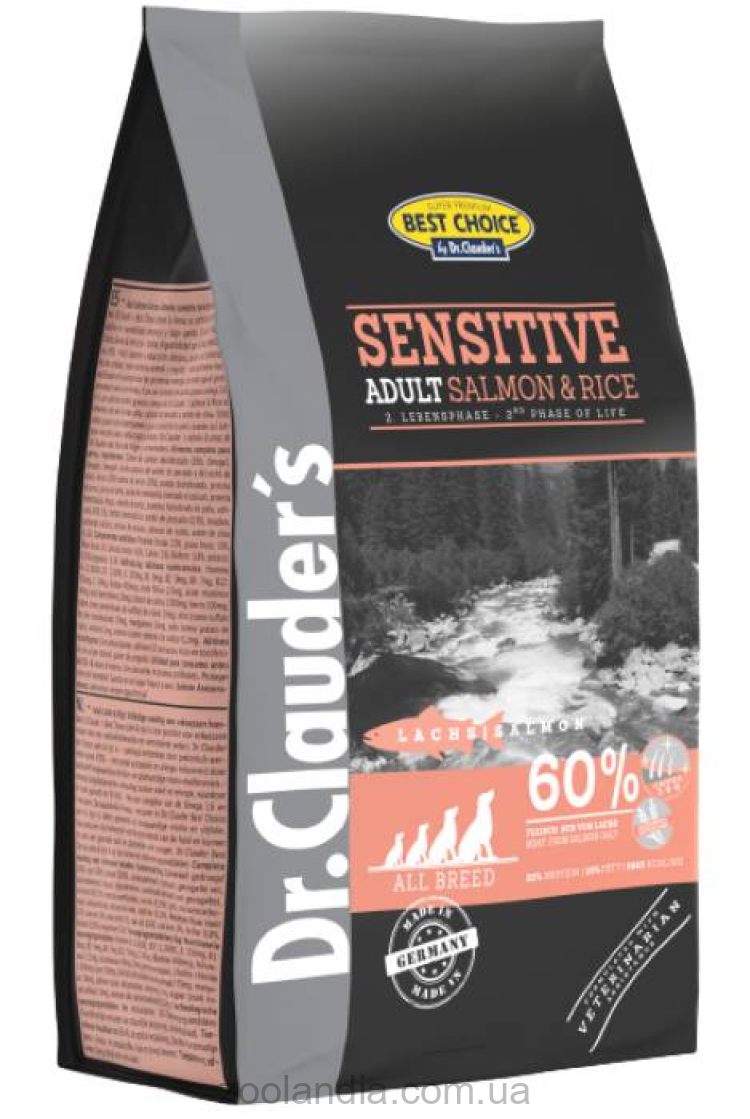 Dr.Clauder's (Доктор Клаудерс) Sensetive Adult Salmon &Rice Сухой корм для взрослых собак с чувствительным пищеварением, лосось и рис