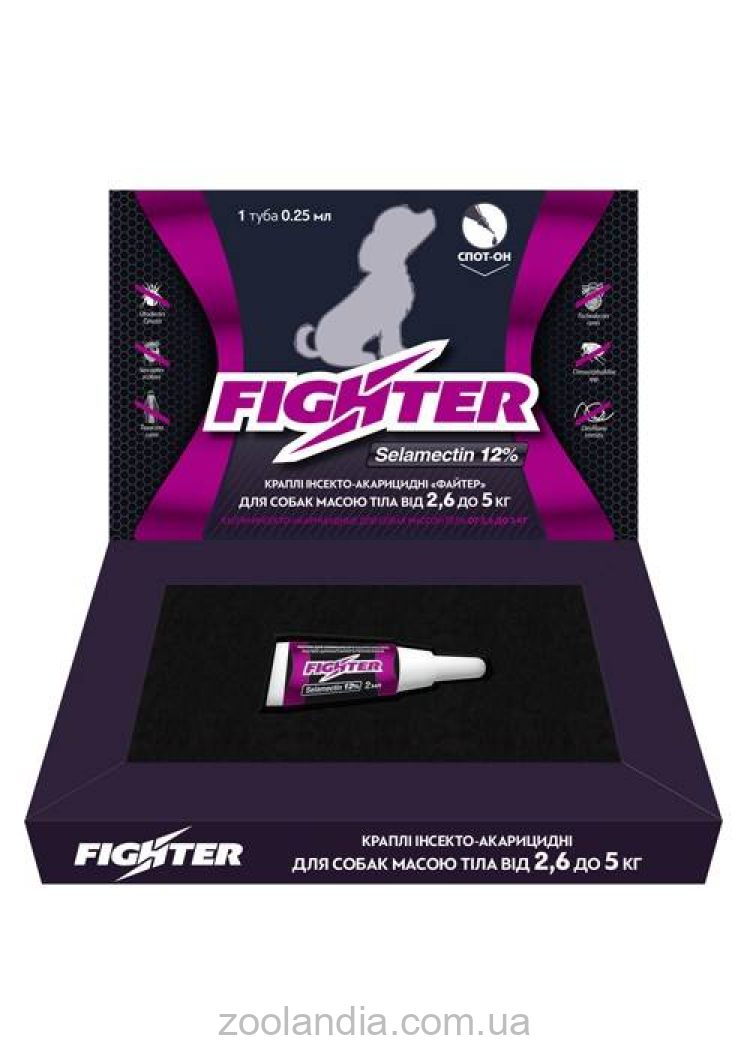 Капли Файтер Плюс 12% для собак весом от 2,6 до 5кг