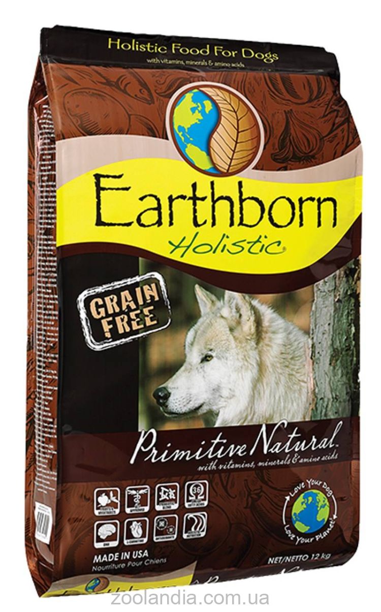 Earthborn Holistic Dog Primitive Natural - Беззерновой корм для активных собак всех пород и возрастов (курица и белая рыба)