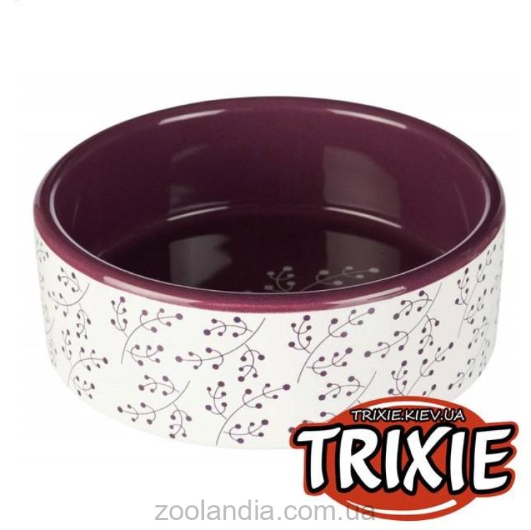 Trixie (Трикси) - Миска керамическая с веточками белая / ягодная
