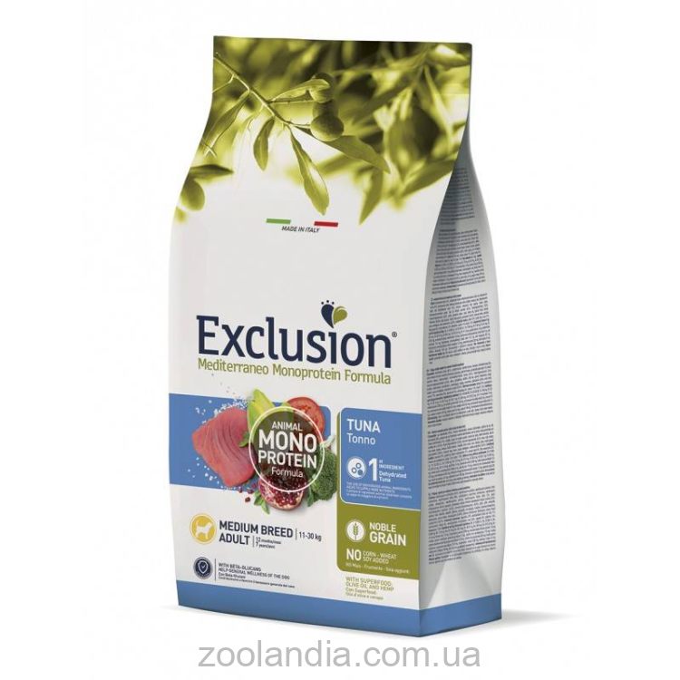 Exclusion (Эксклюжн) Adult Tuna Medium Breed- Монопротеиновый корм для взрослых собак средних пород с тунцом
