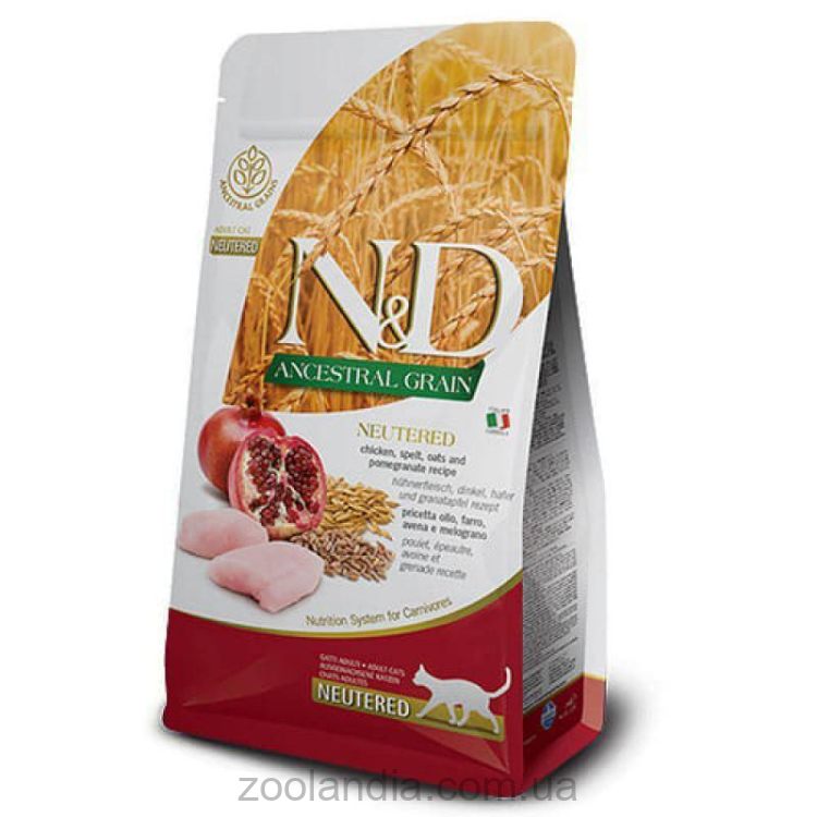 Farmina (Фармина) N&D Low Grain Cat Neutered Chicken Adult - Низкозерновой Сухой корм для стерилизованных взрослых котов (курица/гранат)
