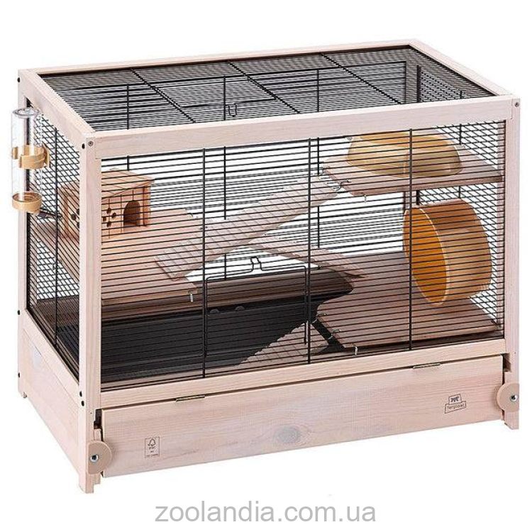 Ferplast (Ферпласт) Cage Hamsterville Black дерев'яна клітка для хом'яка, 60x34x49 см (чорний метал)