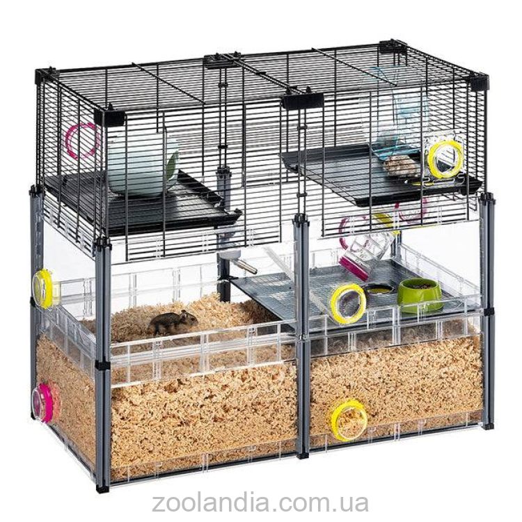 Ferplast (Ферпласт) Cage Multipla Hamster Crystal Black клетка для хомяка, 72,5x37,5x62 см (черный металл)