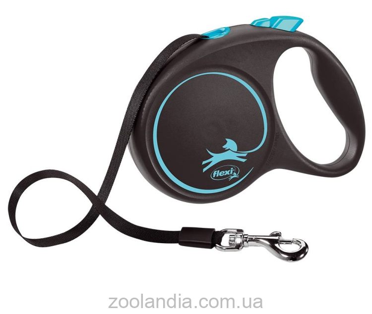 Flexi Black Design L - поводок-рулетка для собак весом до 50 кг, лента, 5 м
