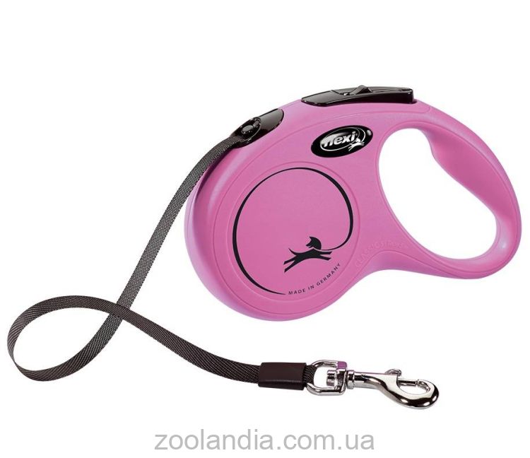Flexi New Classic S - поводок-рулетка для собак до 15 кг, лента, 5 м