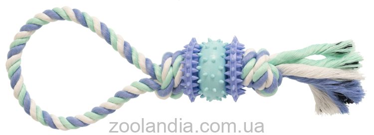 GimDog (ДжимДог) Cotton Dent Plus - Игрушка для собак веревочная петля с термопластичной резиной
