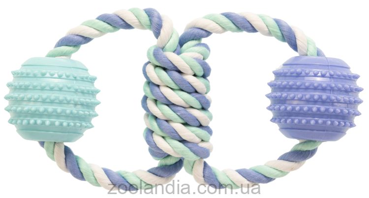 GimDog (ДжимДог) Cotton Dent Plus - Игрушка для собак два кольца из веревки с термопластичной резиной