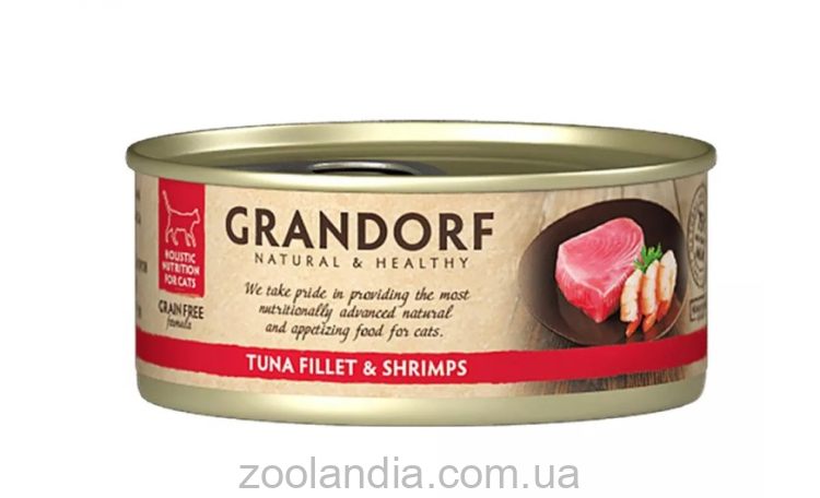 Grandorf (Грандорф) Tuna Fillet & Shrimps - Влажный корм для кошек филе тунца с креветками