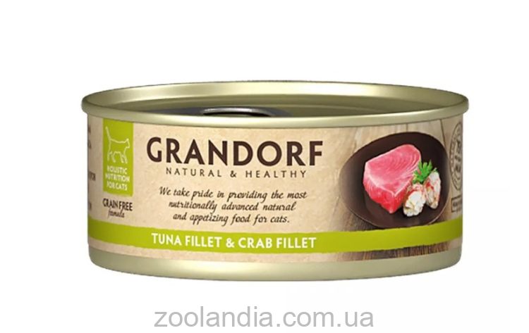 Grandorf (Грандорф) Tuna Fillet & Crab Fillet - Влажный корм для кошек филе тунца с мясом краба