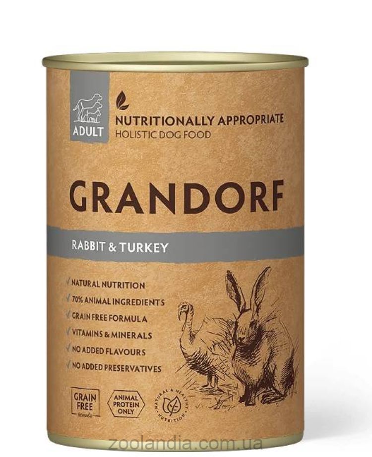 Grandorf (Грандорф) Rabbit and Turkey - Влажный корм для собак с кроликом и индейкой