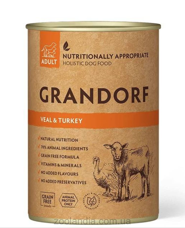 Grandorf (Грандорф) Veal and Turkey - Влажный корм для собак с телятиной и индюшкой
