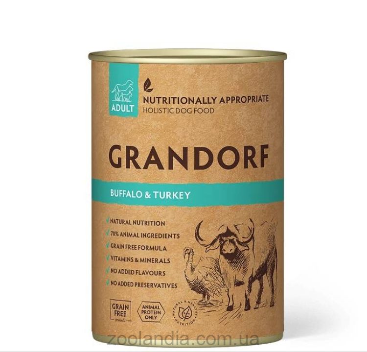 Grandorf (Грандорф) Buffalo and Turkey - Влажный корм для собак с буйволом и индейкой