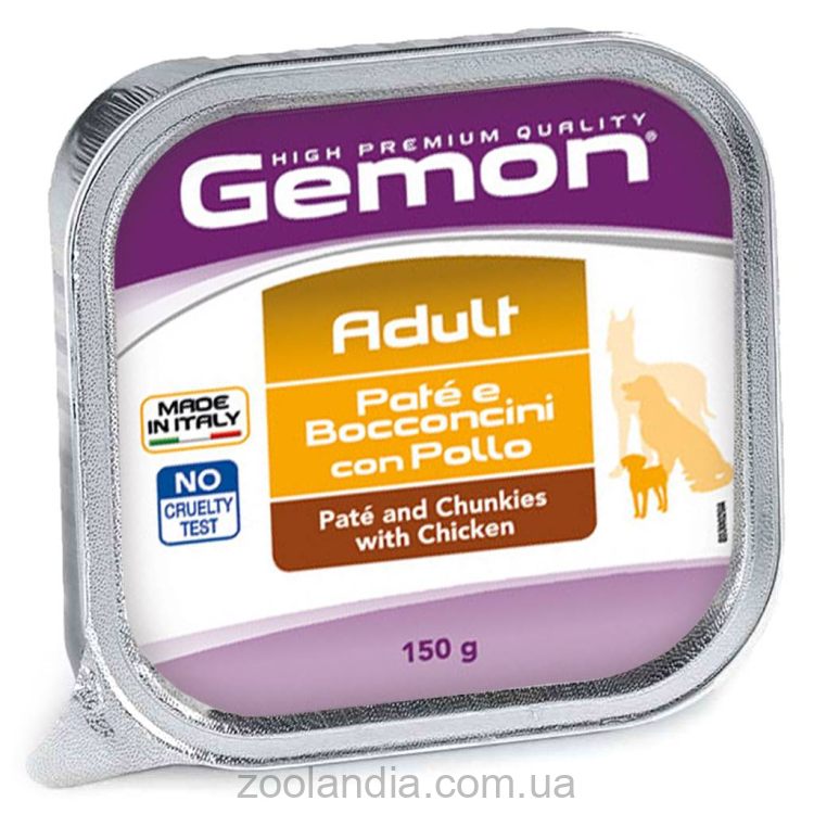 Gemon (Джемон) Wet Adult Dog Pate and Chunkies Chicken - Влажный корм для собак с курицей