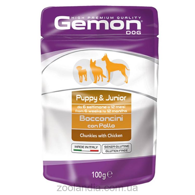 Gemon (Джемон) Dog Puppy & Junior Chunkies with Chicken - Влажный корм для щенков от 2-10 месяцев с курицей
