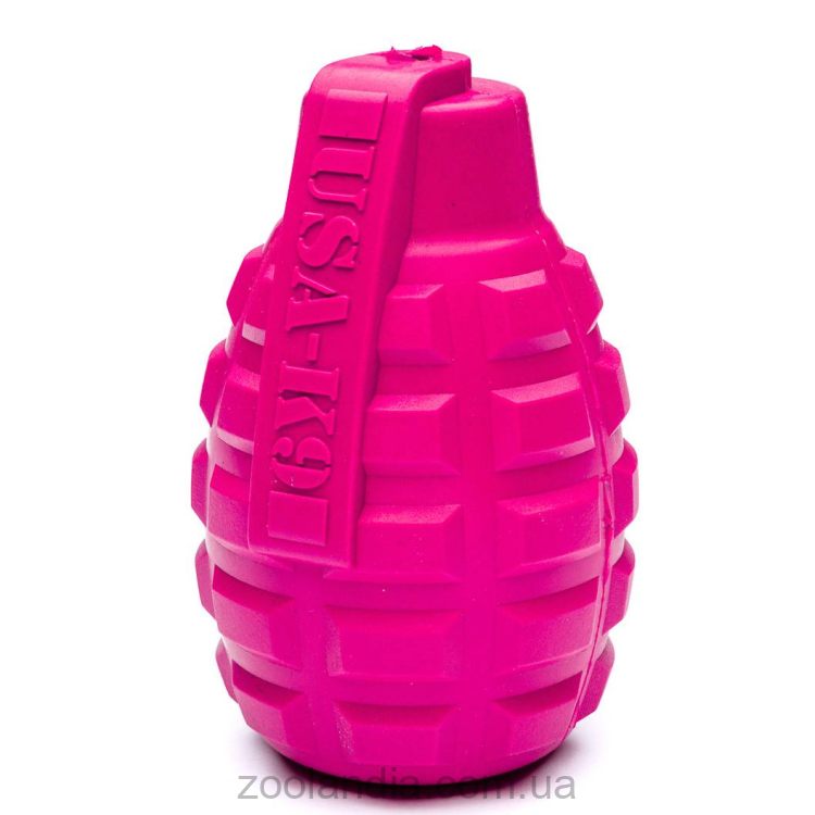 SodaPup (Сода Пап) USA-K9 Grenade – Игрушка-диспенсер для лакомств Граната из суперпрочного материала для собак, розовая