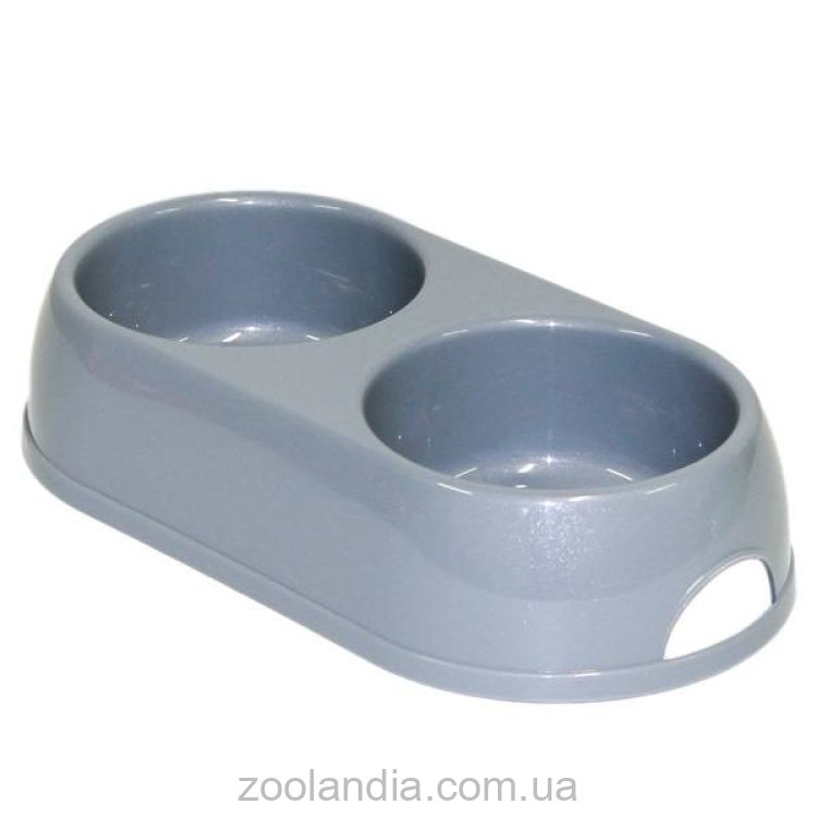 Moderna Модерна ЭКО двойная миска для собак и кошек, пластик, 2х230 мл, d-9 см