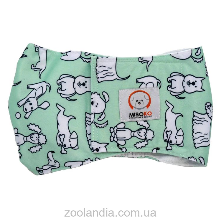 Misoko&Co (Мисоко и Ко) Многоразовый подгузник для кобелей,  (щенки), mint