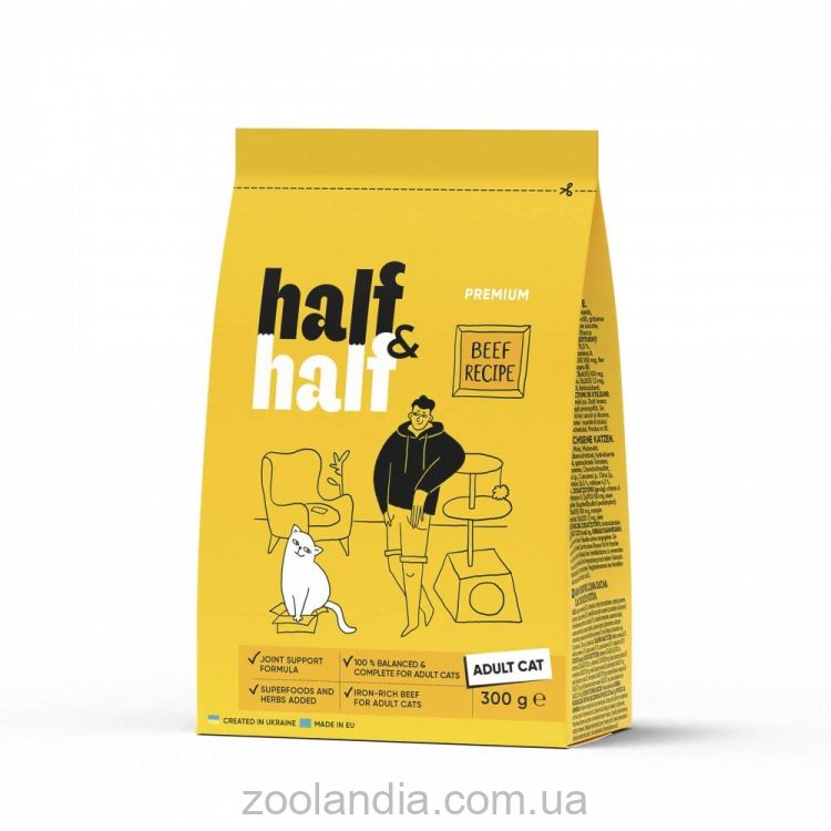 Half&Half (Халф энд Халф) Premium Adult Cat Beef - Сухой корм для взрослых кошек со вкусом говядины