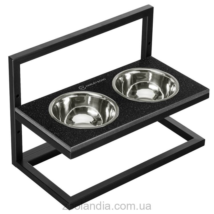 Harley & Cho (Харли энд Чо) Black Stone Lift + Black миски на подставке с регулируемой высотой для собак