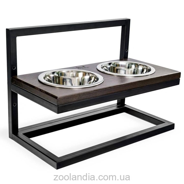 Harley & Cho (Харли энд Чо) Brown Lift Wood + Black миски на подставке c регулируемой высотой для собак